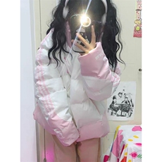 F1030-P128小众设计复古潮条纹棉服外套新款宽松加厚休闲面包服，女装短外套，星座617A-2