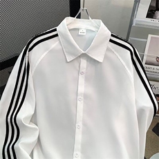 2025美式三条杠长袖衬衫女男款春夏宽松休闲衬衣外套CY1097-P34，男装衬衫，星座412-2