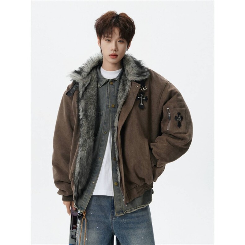 加绒加厚冬款棉服男保暖棉袄潮十字架座山雕棉服外套MY12P115,男装棉衣,星座1013-1