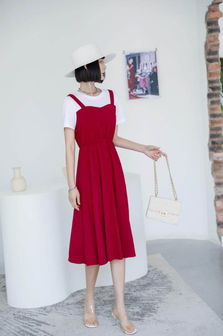 【现货］假两件连衣裙、补单款！，女装连衣裙，友一有二