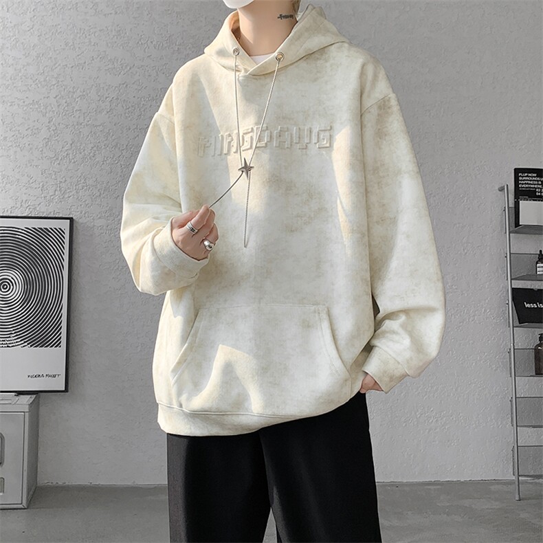 现货10088-特批50加绒特批60重工连帽扎染长袖男卫衣【带项链】,男装卫衣,电商A059