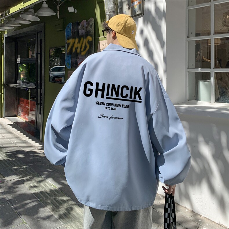 ！23秋季新款宽松大码港风GH印花夹克外套JK16123-P50控68,男装夹克,星座508（原C305）