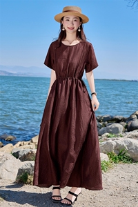 【夏季女装新款】大量现货时尚一起文艺风长款连衣裙图片