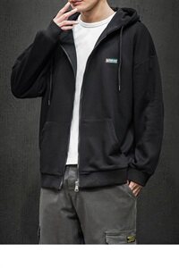 2021春秋季新款开衫卫衣男青年大码连帽外套男w201-p58图片