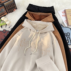 高品质秋款男连帽卫衣字母十字架刺绣夹克宽松加厚外套WY603P50，男装卫衣，星座1013-1