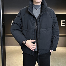 90新标2025设计款加厚保暖立领简约宽松羽绒服外套8821-P295，男装羽绒服，电商A413