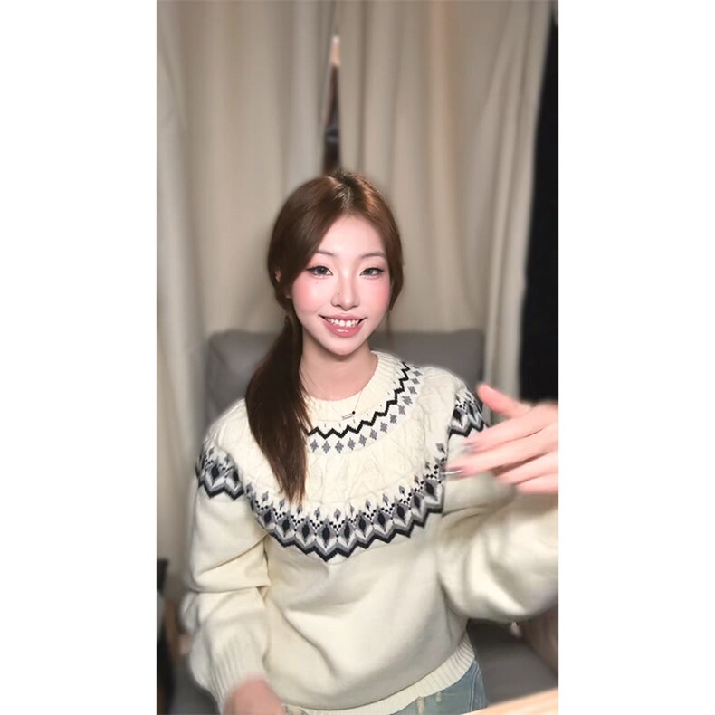 重磅秋冬装北极绒套头毛衣美式复古休闲慵懒风提花工艺针织衫外套,男装针织衫/毛衣,电商A486