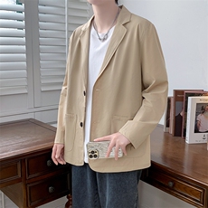 2024秋季ins轻熟风纯色宽松落肩长袖西装外套男垂感西装，男装西服套装，电商A409-1