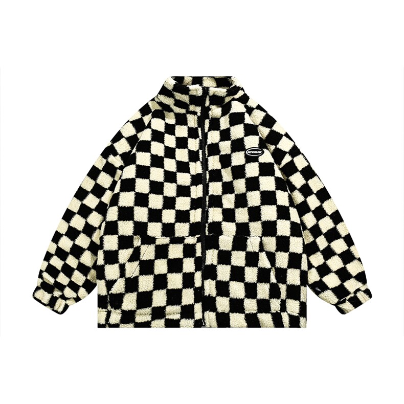 22SS 棉服 米黄色棋盘格夹棉外套615-WT10-P120图片