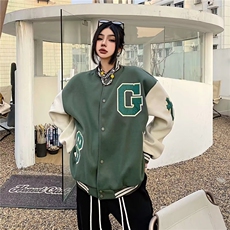 美式复古毛昵刺绣夹克短款棒球服男秋欧美高街工装夹克外套JZ42，男装夹克，星座1116A-1（原606A）