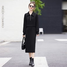 2023年秋季新款时尚气质长袖假两件连衣裙，女装连衣裙，盈茜