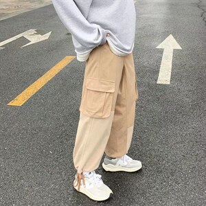 新款工装裤ins秋季宽松抽绳束脚裤潮牌百搭休闲裤潮流  K1463-P40图片