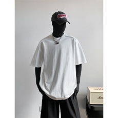 得物抖音高品质二开240克宽松纯棉美式高街痞帅拉链装饰短袖T恤，男装T恤，电商A486