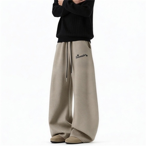 现货。。阔腿休闲裤条纹高街帅气WXH36-特批P45图片