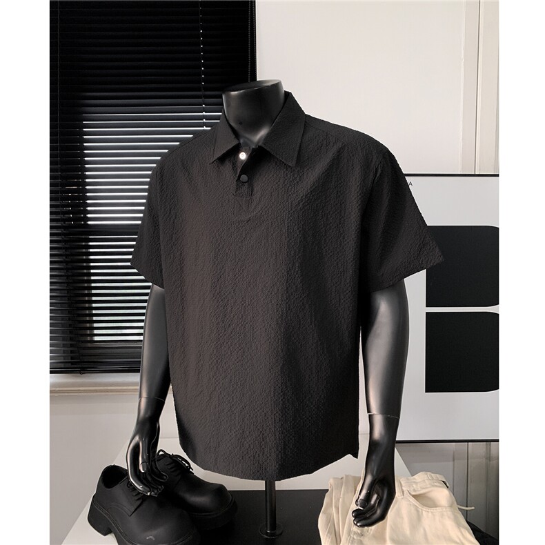 假模图美式速干透气泡泡纱短袖polo衫翻领T恤上衣男H1097特P28，男装Polo衫，电商A341