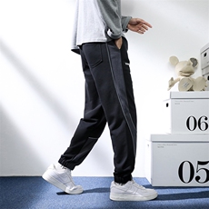 7XL-M货足运动卫裤男2023春季新款加肥加大码休闲拼色长裤束脚裤，男装休闲裤，钱塘717(原712)