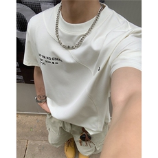 美式短款cleanfit重磅解构boxy拼接字母短袖T恤男女潮D426特P28，男装T恤，电商A335-1（原A458）