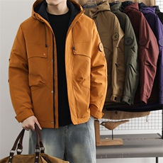 冬季御寒服男士新款冲锋衣棉服保暖潮流口袋棉衣防风连帽外套，男装夹克，星座914