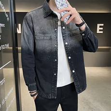 2023新款夹克外套男秋冬牛仔渐变洗水大码宽松休闲外套jk805-p98，男装夹克，电商D303