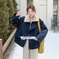 秋冬新款藏青色短款派克羽绒服90白鸭绒2C153-720-P235K328，女装羽绒服，2C153
