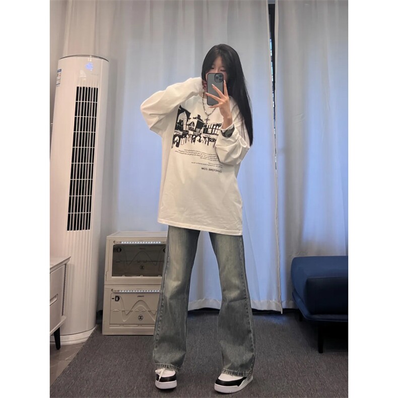 美式hiphop牛仔裤修身直筒微喇叭裤,男装牛仔裤,星座310A-4