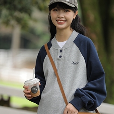 外27-2GANYOU日系落肩袖撞色系扣卫衣WY17-P79，男装卫衣，新杭派外27-2