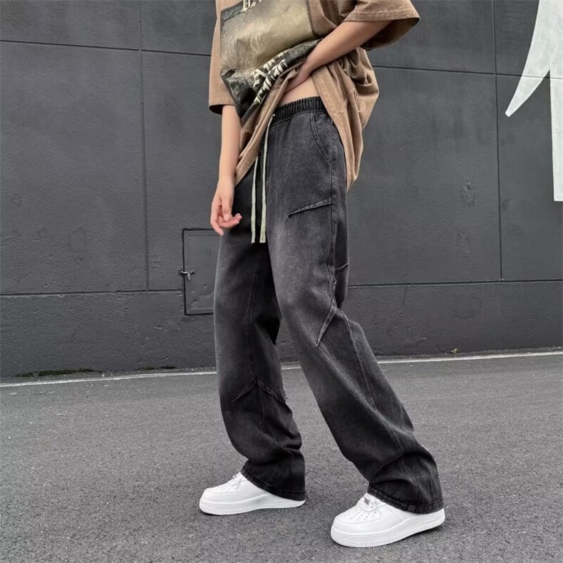 美式潮流牛仔裤男生复古水洗做旧宽松直筒裤港风ins阔腿裤子潮男,男装牛仔裤,星座1210-1