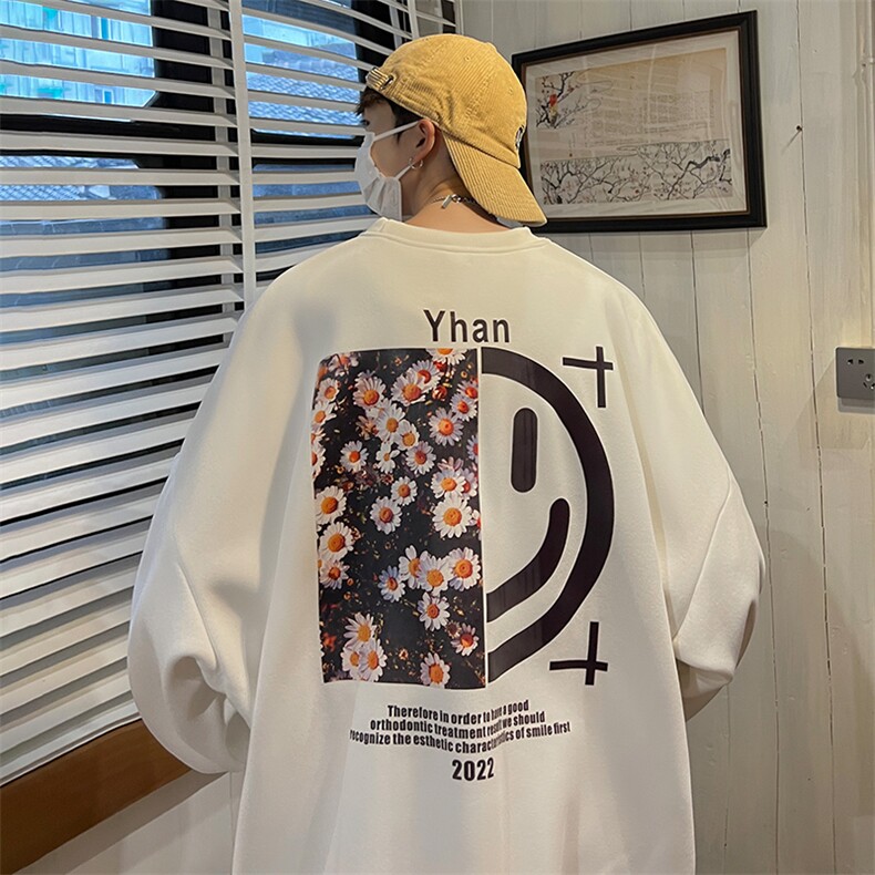 抖音供货、复合360克现货足印花圆领卫衣宽松D223A-WY22879-P40,男装卫衣,电商019-1