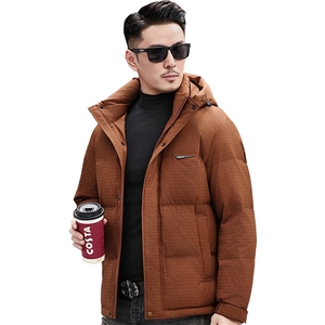 2025新款冬季短款90绒子白鸭绒羽绒服外套中年男装加厚羽绒服夹克图片