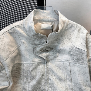 潮牌小众设计感皮衣美式做旧男女款秋季夹克外套JK08552-P83图片