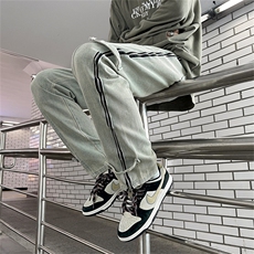 美式高街牛仔裤男韩版潮拉链侧边开衩2024冬季ins长裤RK1275-P51，男装牛仔裤，星座412-3