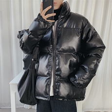 棉衣新款皮革亮面pu皮ll棉衣备货万件，主推私聊。M711P90，男装棉衣，电商A132（原电商B245）
