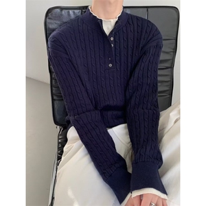 JY339-P58 美式复古休闲慵懒风V领针织衫男 网图图片