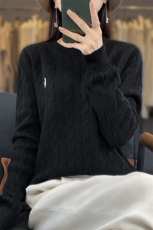 2024秋冬新款羊毛女士圆领扭花羊毛衫，女装羊毛衫，润辉羊绒