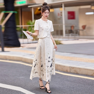 素色左岸新中式国风套装夏季复古马面半身裙女搭配汉服小衫两件套图片