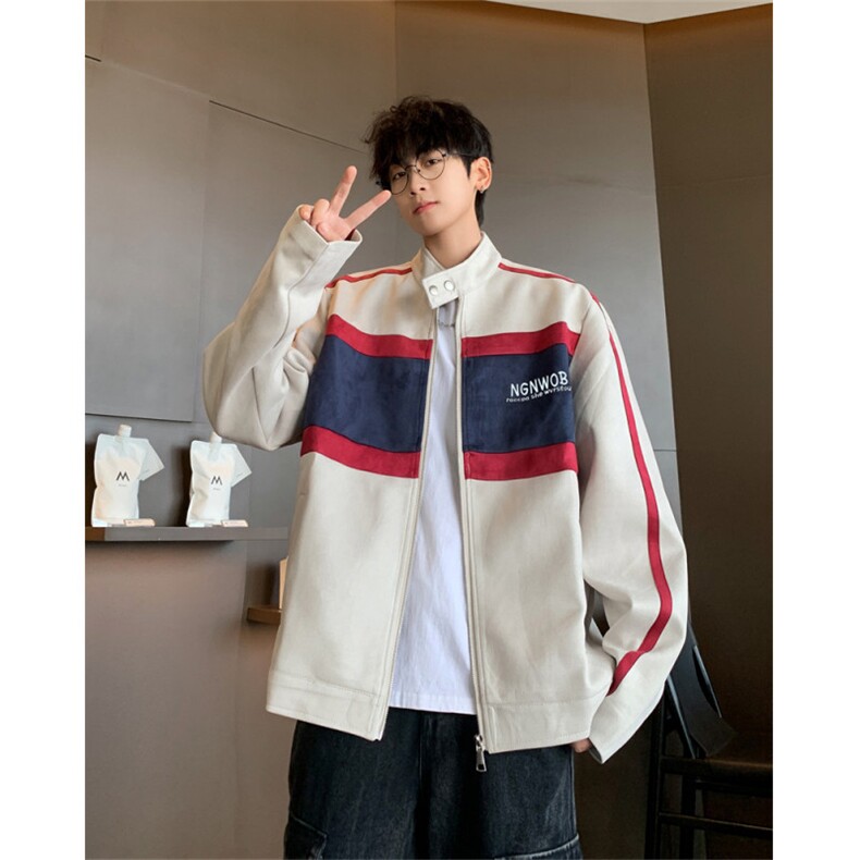 2024新款美式宽松立领夹克撞色痞帅炸街棒球服外套现货W8317-P59,男装夹克,星座512-4
