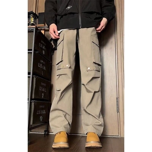 潮牌休闲裤子搭配男2025男款直筒伞兵冲锋裤抽绳束脚春秋款工装裤图片