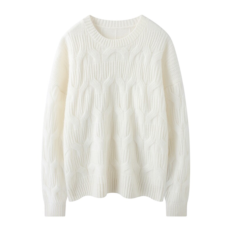 2025年秋季时尚百搭通勤简约休闲芝麻针圆领套衫，女装羊绒衫，暮山羊绒