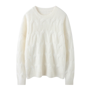 2025年秋季时尚百搭通勤简约休闲芝麻针圆领套衫，女装羊绒衫，暮山羊绒