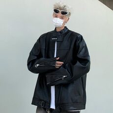 DJK939-P88美式高街皮衣外套男春秋款潮牌高级感痞帅立领夹克，男装夹克，星座603-2