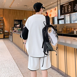 2025夏季青少年短袖套装男宽松大码学生套装男图片