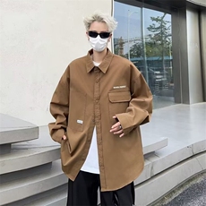 复古衬衫男宽松春秋休闲百搭外套潮男，男装衬衫，星座716-3