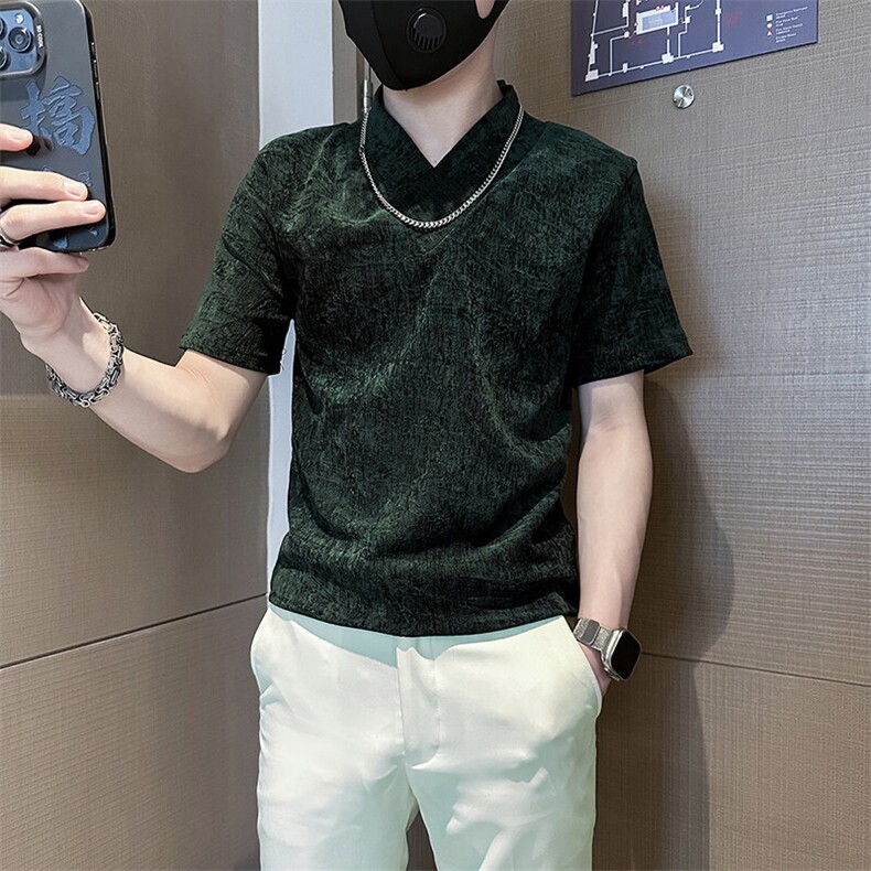 春夏季打底衫男潮流修身短袖T恤社会小伙301C-DT76-P58控78图片