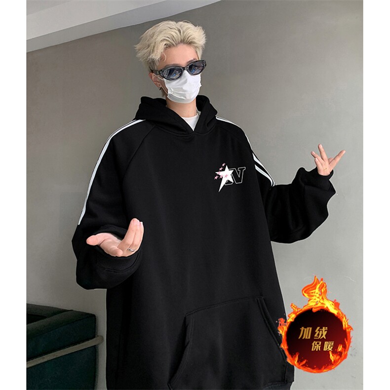 抖音得物供货提供视频秋冬重磅美式宽松织带连帽卫衣0421,男装卫衣,电商A486