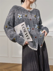 2025年秋季长袖时尚百搭通勤简约休闲慵懒风温柔甜美针织衫，女装针织衫/毛衣，织己羊绒