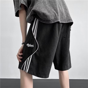 美式高街vibe小众五分裤夏季薄款条纹宽松休闲短裤男 K7181-P32图片