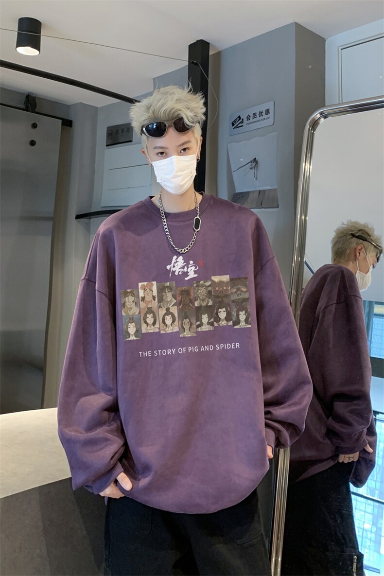 秋装复古美式水洗做旧重磅麂皮绒圆领卫衣301B-JB1510-p45,男装卫衣,星座301B