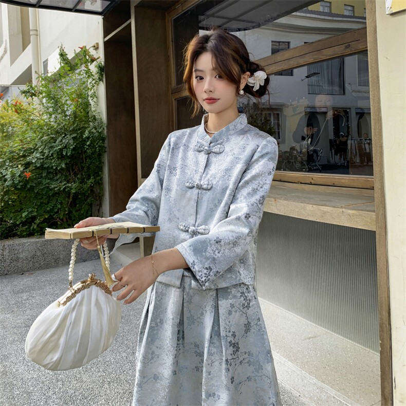 女长袖2026年春季纽扣成人四季中式女装女士精品套装学，女装套装/套裙，凡歌灵