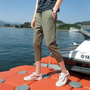 夏季新款休闲束脚七分裤男生ins修身型7分裤中裤款短裤图片