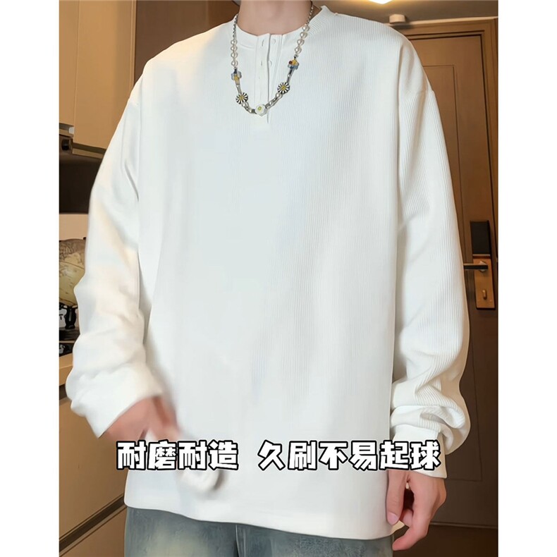 主推！秋季宽松情侣装T恤衫美式亨利领打底衫男TQTX02-特P28,男装T恤,电商C213(原B265)